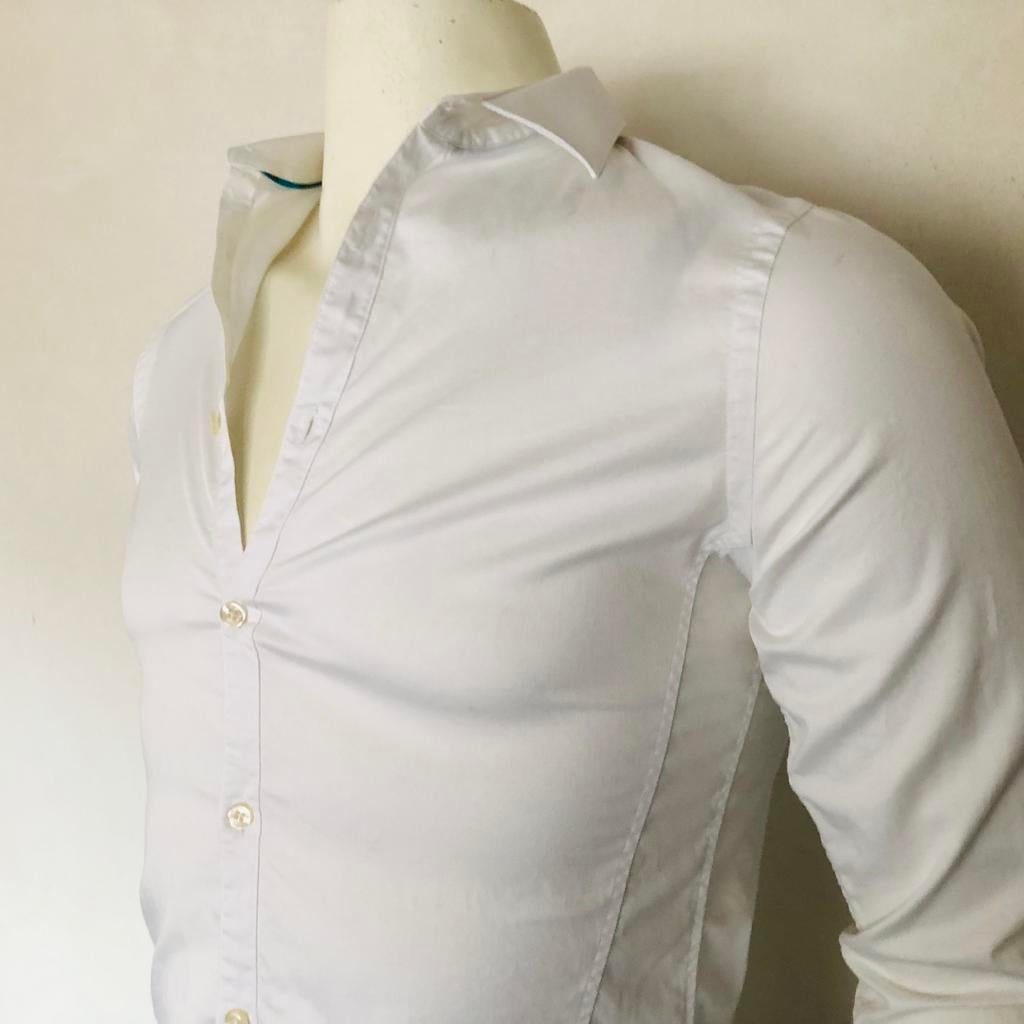 Cast Iron shirt - overhemd - stretch white cotton - heren, Verzenden, Zo goed als nieuw, Wit, Halswijdte 38 (S) of kleiner