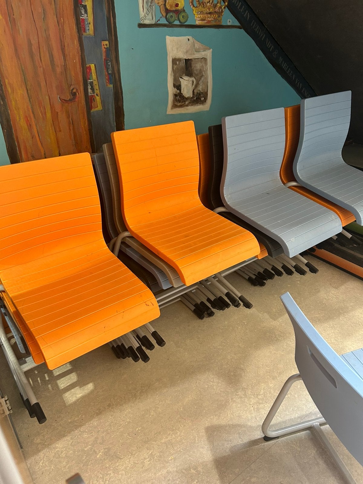 Gebruikte plastic stoelen, Huis en Inrichting, Stoelen, Ophalen, Kunststof, Gebruikt, Overige kleuren