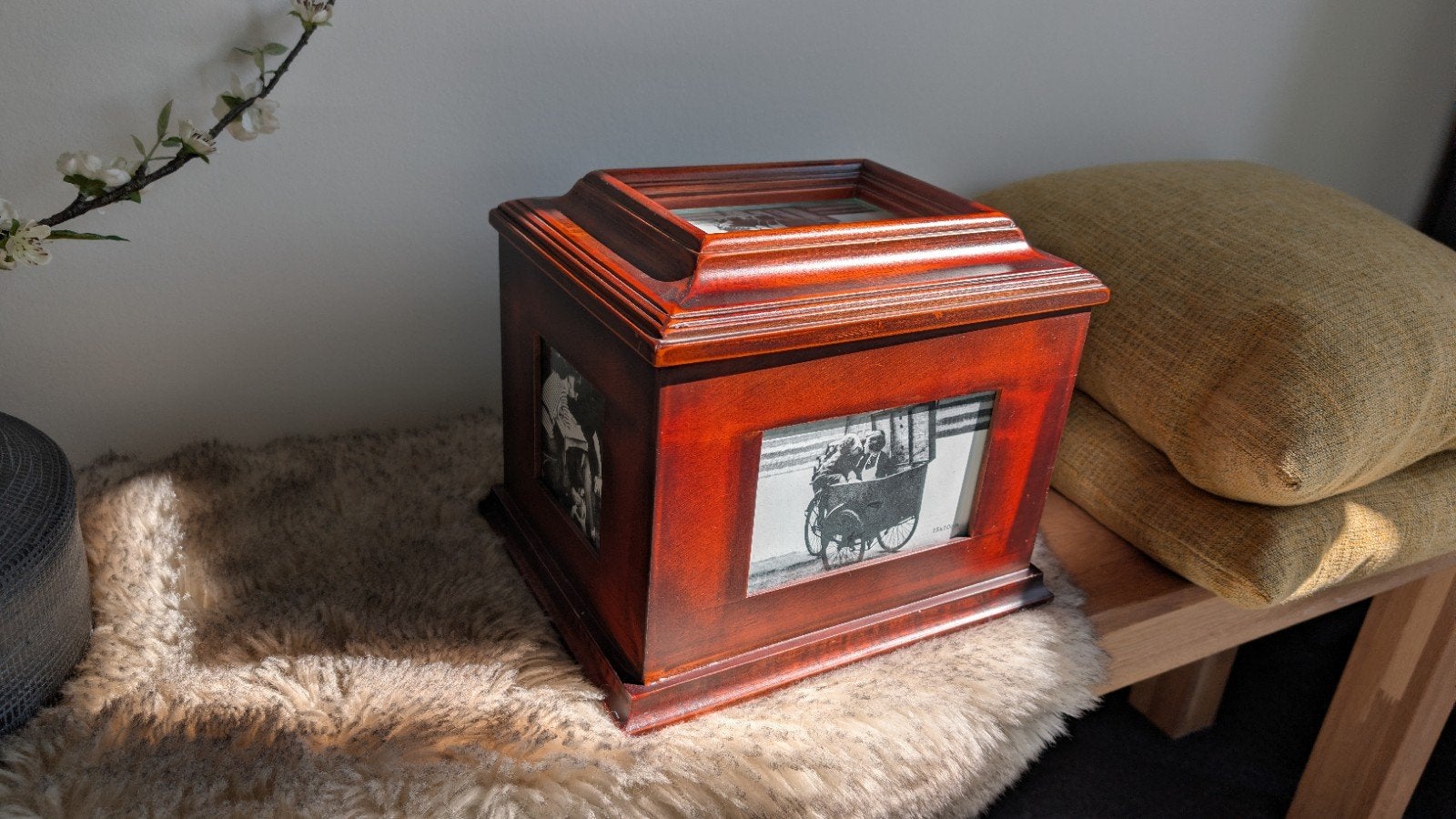 Luxe houten vintage fotobox met 8 fotoalbums en fotolijsten, Hout, Gebruikt, Ophalen of Verzenden, Klassiek