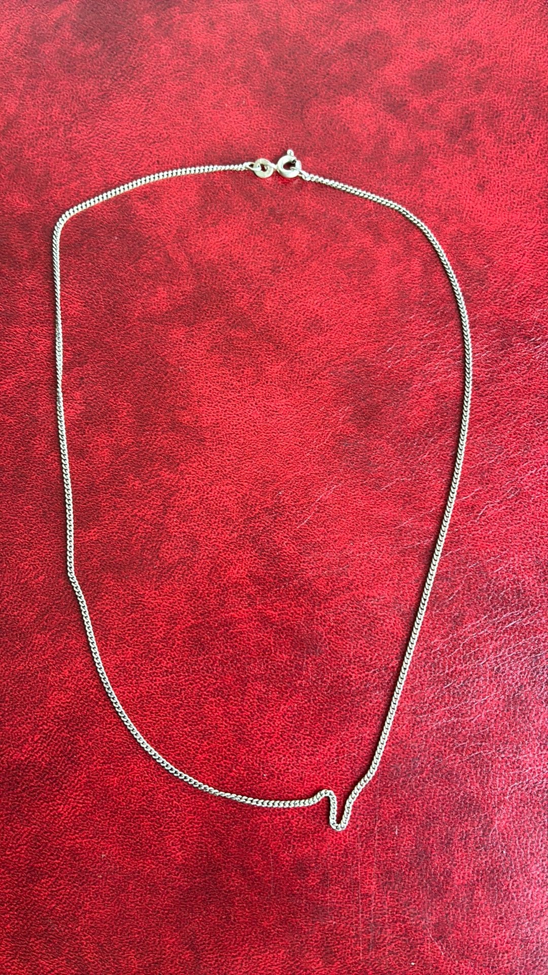 835 zilver ketting 40,5 cm 1 mm gourmetschakel, Ophalen of Verzenden, Gebruikt, Zilver, Zilver