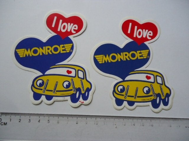 sticker oud LOVE MONROE auto oldtimer smile retro dealer, Verzenden, Zo goed als nieuw, Bedrijf of Vereniging