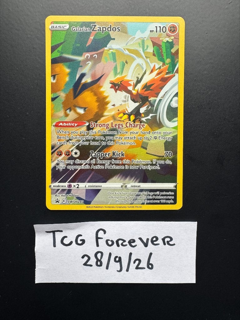 Pokemon Galarian Zapdos SWSH283 Black Star Promo, Ophalen of Verzenden, Nieuw, Losse kaart, Foil