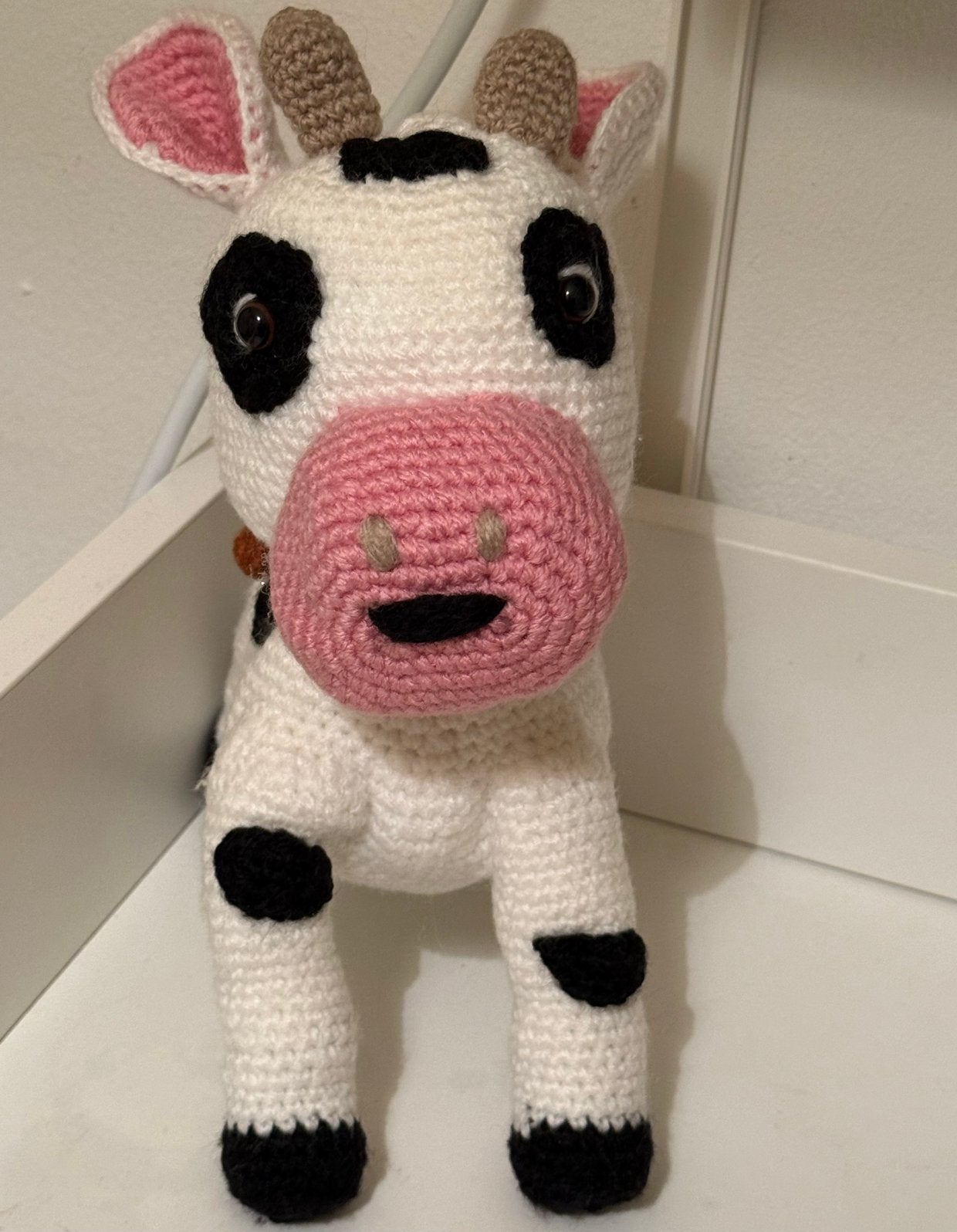 gebreide koe speelgoed knuffels, Kinderen en Baby's, Speelgoed | Knuffels en Pluche, Ophalen, Nieuw, Wit, Koe