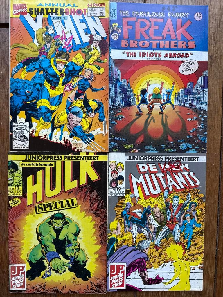 4 Marvel Stripboeken: X-Men, Hulk, New Mutants, Freak Bros, Boeken, Meerdere stripboeken, Ophalen of Verzenden, Gelezen