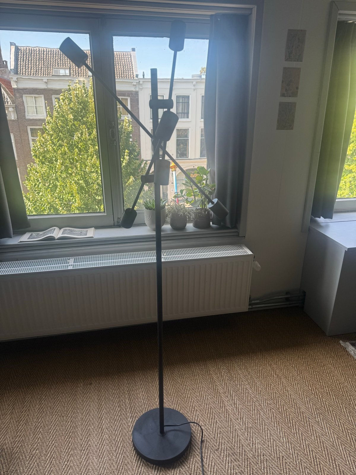 Industriële staande lamp, Huis en Inrichting, Lampen | Vloerlampen, Ophalen, Gebruikt, E14 (klein), Metaal