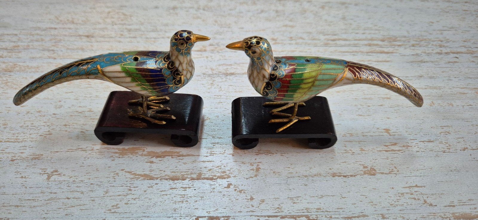 vintage cloisonné vogels, Ophalen of Verzenden