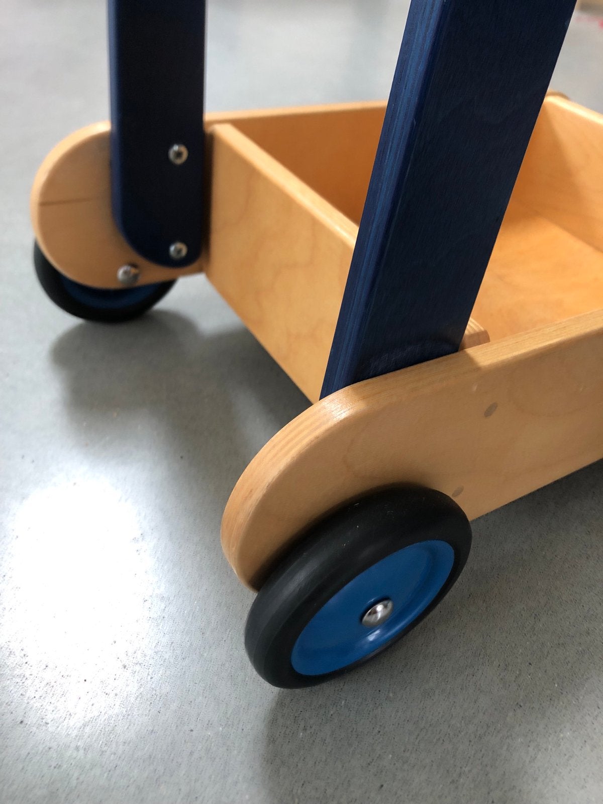 Van Dijk Toys houten loopwagen – naturel/blauw, Ophalen, Gebruikt, Overige typen, Met wieltjes