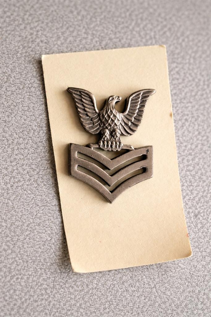 Vintage metalen insigne met adelaar – militair stijl, Ophalen of Verzenden