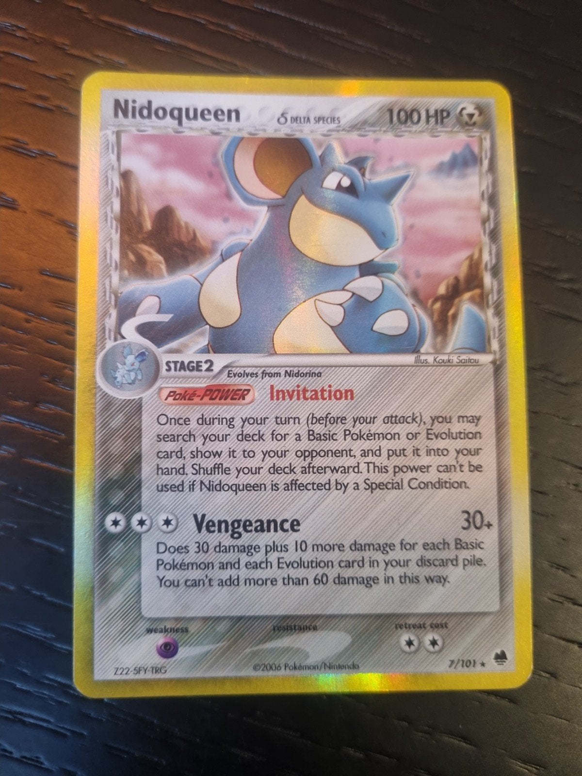 nidoqueen 7/101 dragon frontiers , holo rare * € 9, Ophalen of Verzenden, Zo goed als nieuw, Losse kaart, Foil