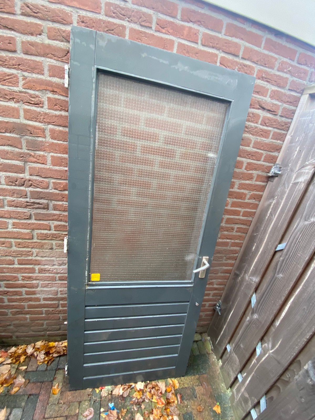 Achterdeur van hardhout, Ophalen, 80 tot 100 cm, 200 tot 215 cm, Glas