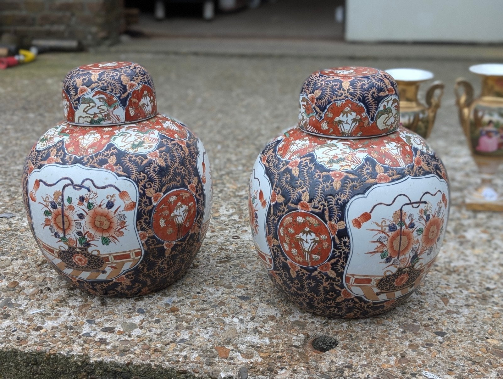 2 imari deksel potten. 36 cm hoog. €200., Antiek en Kunst, Ophalen