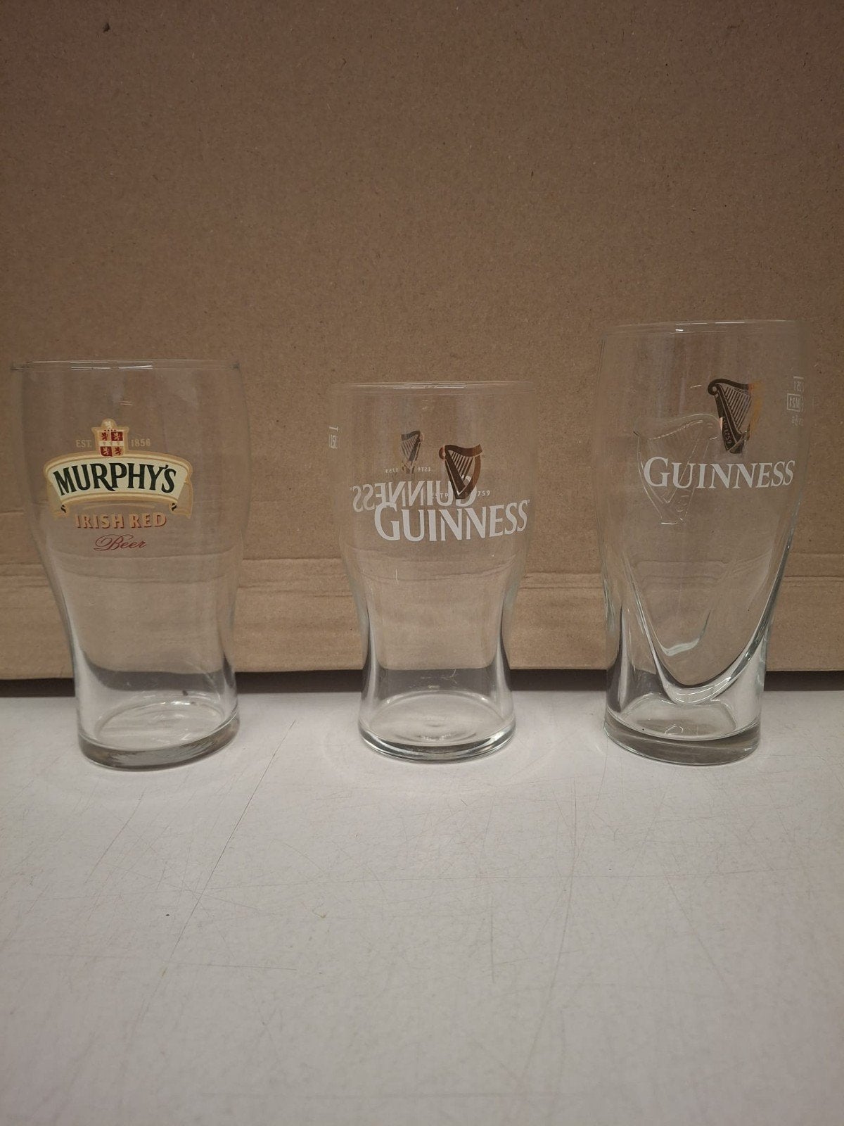 Guinness en Murphy's bierglazen - set van 3, Verzamelen, Ophalen of Verzenden, Nieuw, Glas of Glazen, Overige merken