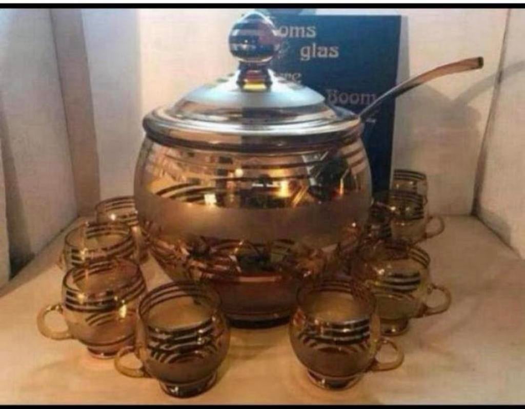 Booms , Antieke Bowlset met gouden banden 10 delig, Antiek en Kunst, Ophalen of Verzenden