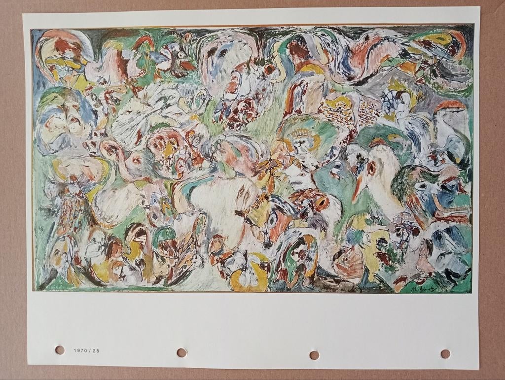 Pierre Alechinsky Cobra offset prent druk jaren 70, Antiek en Kunst, Ophalen of Verzenden