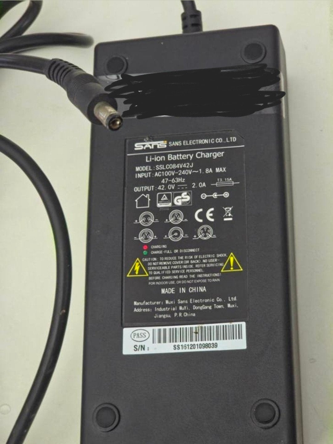 Sans E-Bike Acculader 42V 2A (Model: SSLC084V42J), Ophalen