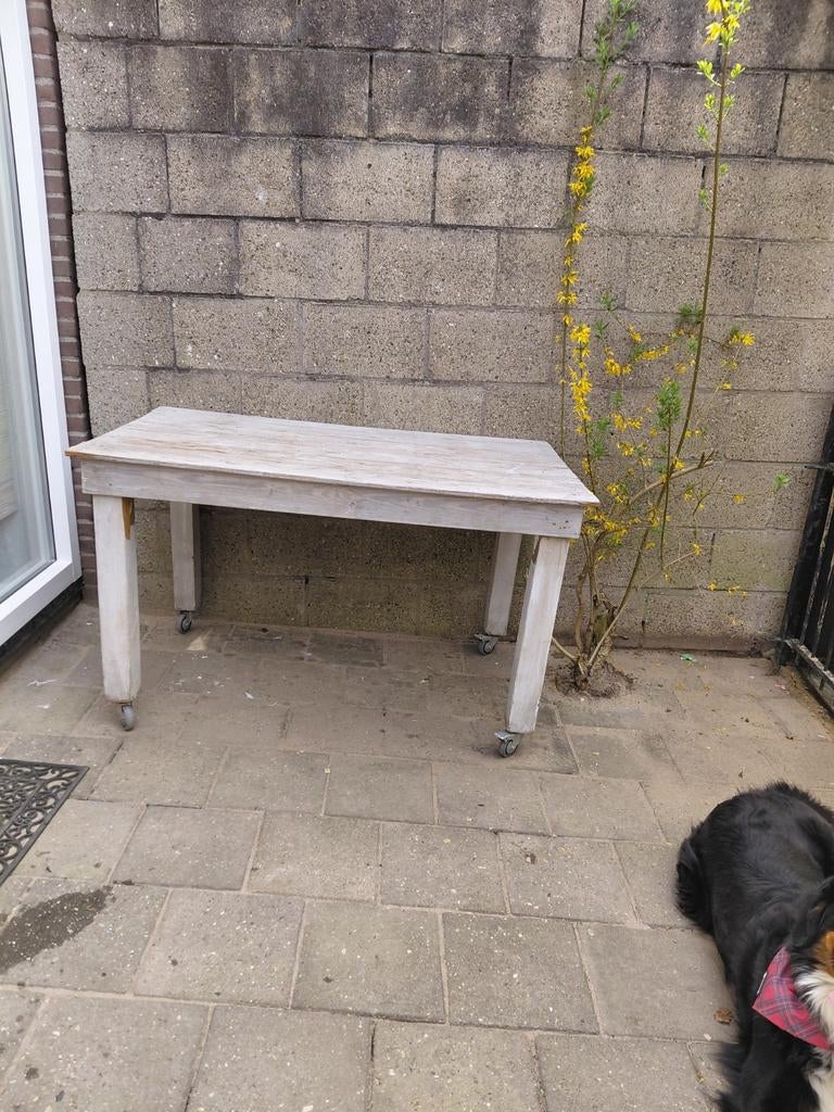 Tuintafel met wielen, Ophalen, Gebruikt, Rechthoekig, Hout