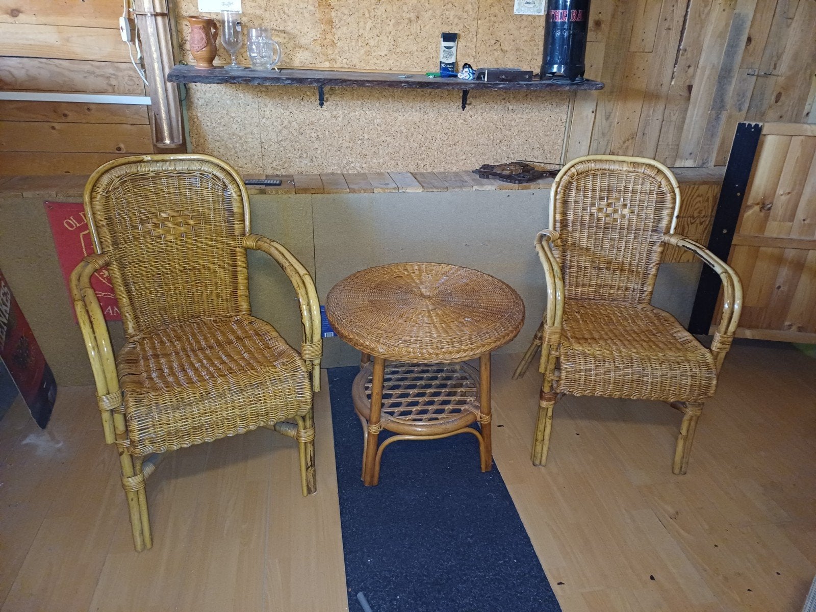 Rotan stoelen met bijzettafel - Vintage set, Ophalen