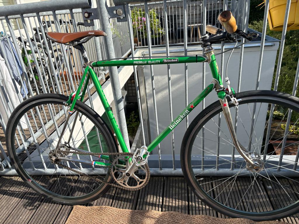 Heineken Single Speed Fiets - Collectorsitem, Fietsen en Brommers, Gebruikt, Velgrem, 57 tot 61 cm, Ophalen