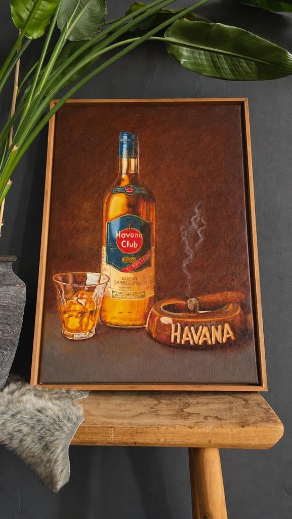 Schilderij Havana Club Rum en Sigaar, Ophalen of Verzenden