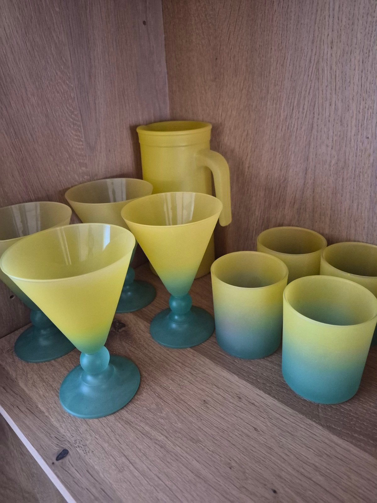 Vintage Frosted glazen set, Antiek en Kunst, Antiek | Glas en Kristal, Ophalen