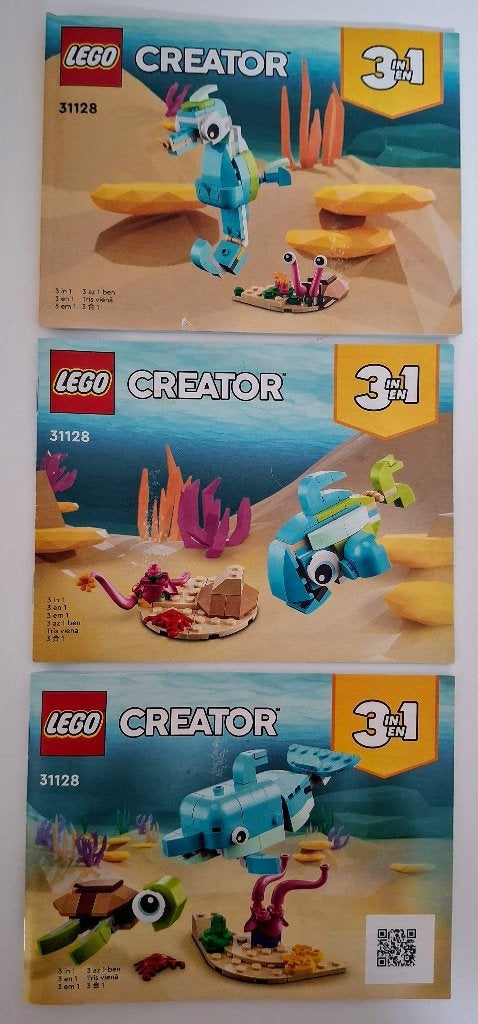 LEGO Compl. set Creator 3in1 Nr 31128 Dolfijn en Schildpad, Lego, Ophalen of Verzenden, Zo goed als nieuw, Inclusief instructies