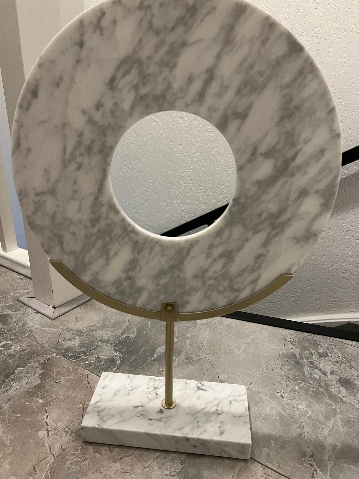 Marmeren decoratie ring op gouden standaard, Ophalen of Verzenden, Zo goed als nieuw, Modern, Wit