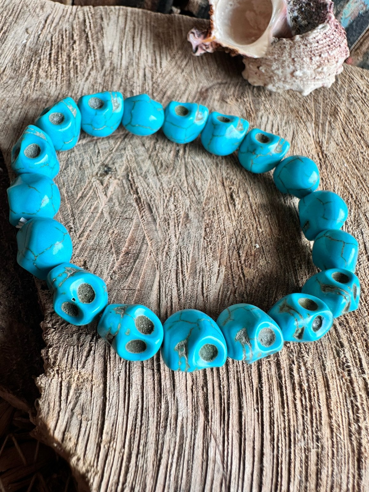 Boho armband / turquoise / doodshoofd / skull / nieuw, Ophalen of Verzenden, Zo goed als nieuw, Blauw
