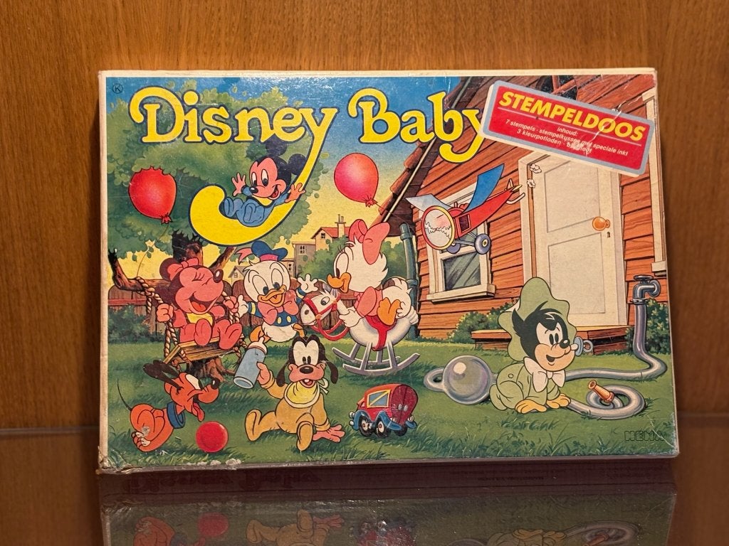 Vintage Disney Baby Stempeldoos stempelset, Ophalen of Verzenden, Overige figuren, Gebruikt, Papier, Kaart of Schrift