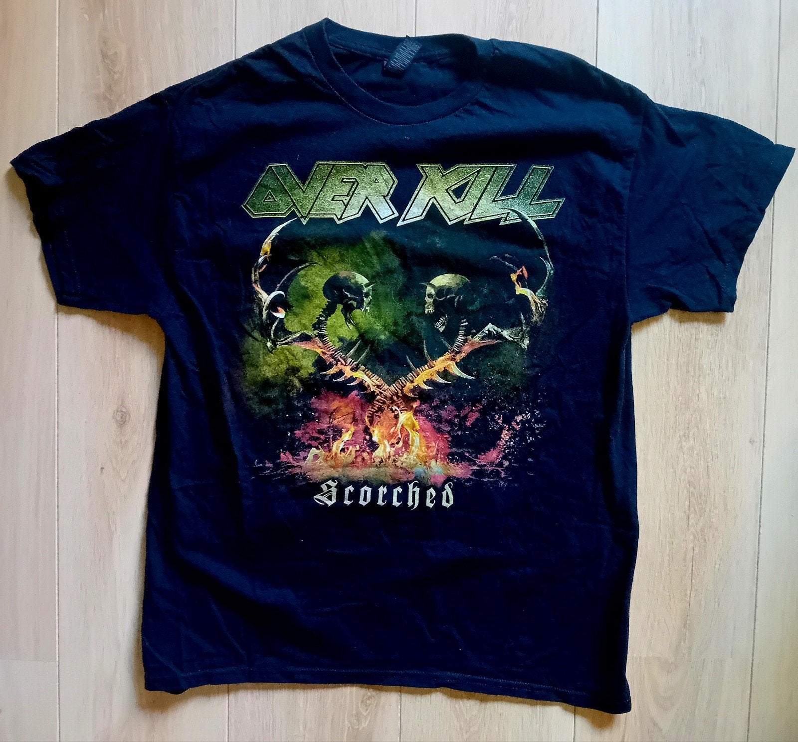 Overkill Scorched shirt vintage tour thrash metal hardrock, Ophalen of Verzenden, Zo goed als nieuw, Maat 52/54 (L), Zwart