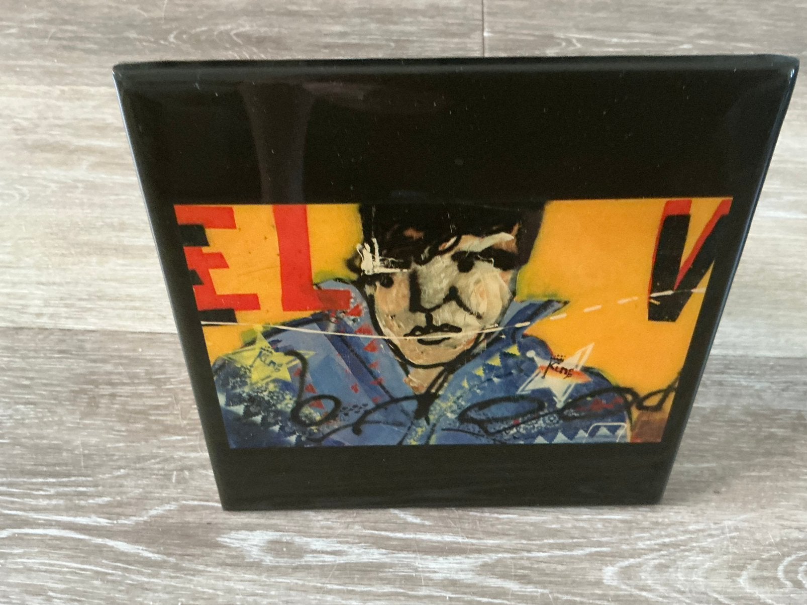 Herman Brood Elvis Presley luxe glaskunst display 20x20 cm, Antiek en Kunst, Kunst | Litho's en Zeefdrukken, Portret en Figuren