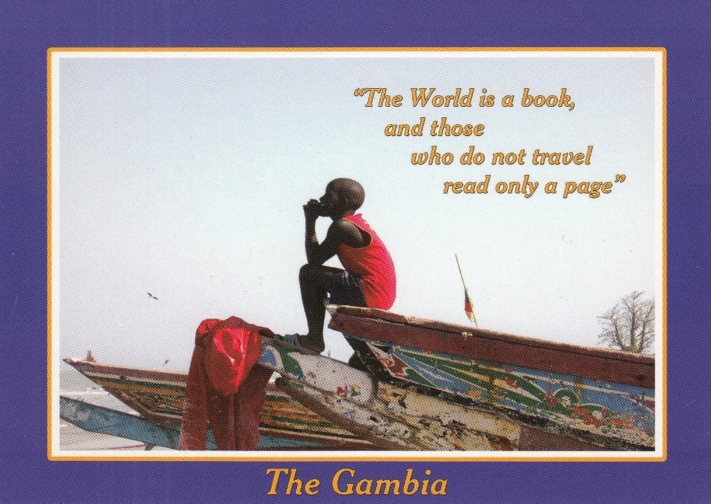 Ansichtkaart - The Gambia - Levensspreuken 1 - Boot, Verzenden, 1980 tot heden, Ongelopen, Overige thema's