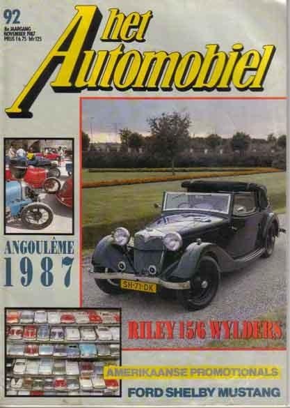 Automobiel 92 1987 : Ford Shelby Mustang GT 350 - Riley 15/6, Ophalen of Verzenden, Gelezen, Algemeen