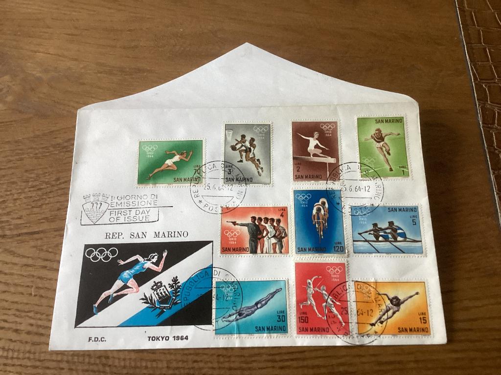No1950 Olympische spelen San Marino 25-6-1964 Nederland, Postzegels en Munten, Postzegels | Eerstedagenveloppen, Ophalen, Onbeschreven