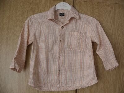 Oranje beige katoen overhemd TIRKHE DUNGHA OILILY 110 prima, Kinderen en Baby's, Kinderkleding | Maat 110, Gebruikt, Overhemd of Blouse