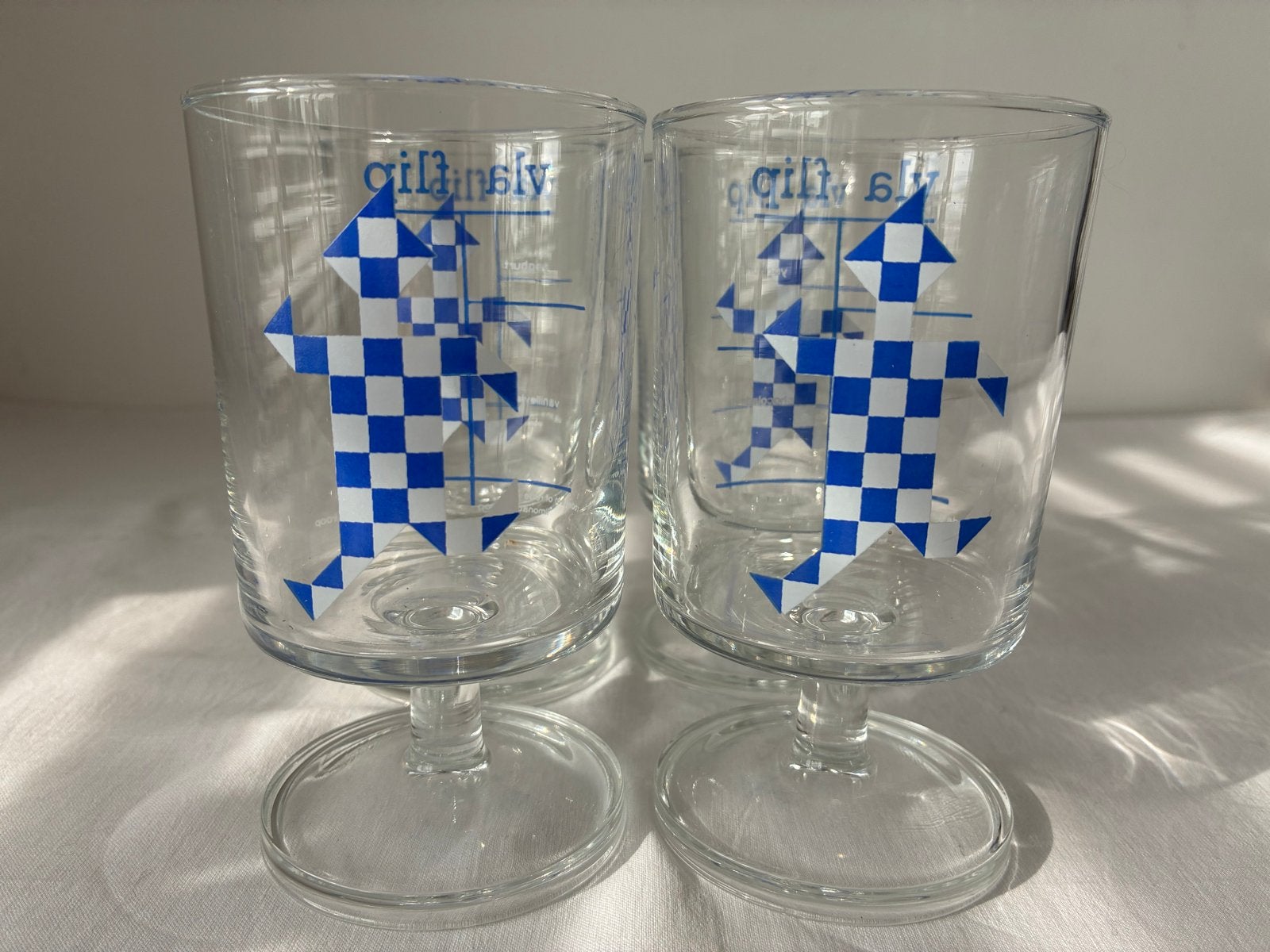 Set van 4 vintage Vla Flip glazen, Ophalen of Verzenden