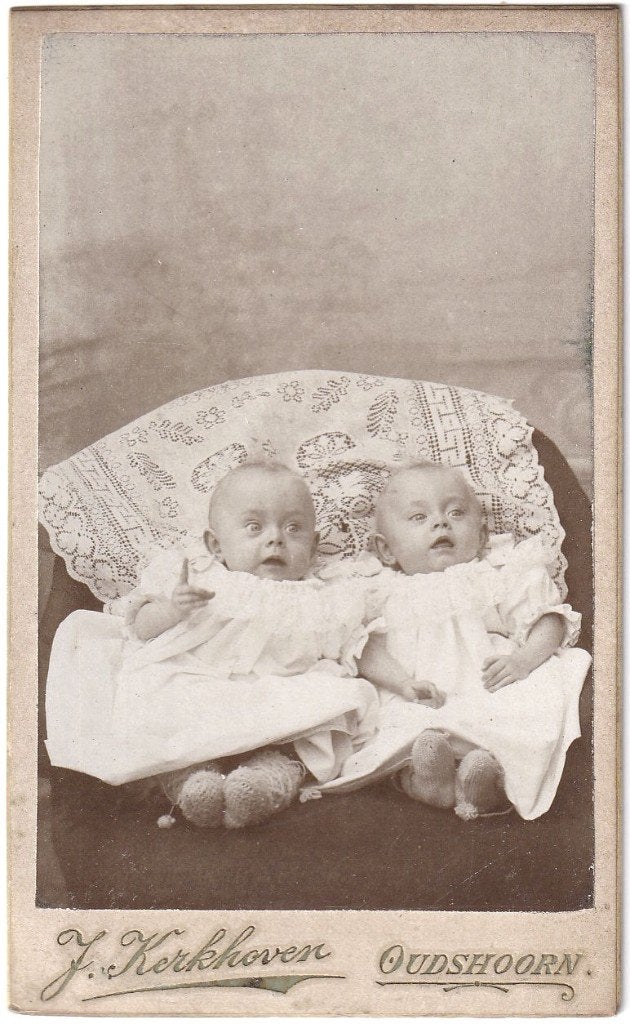 CDV - Kinderen Kind Baby Tweeling ? Foto Kerkhoven Oudshoorn, Verzamelen, Gebruikt, Foto, Ophalen of Verzenden, Voor 1940
