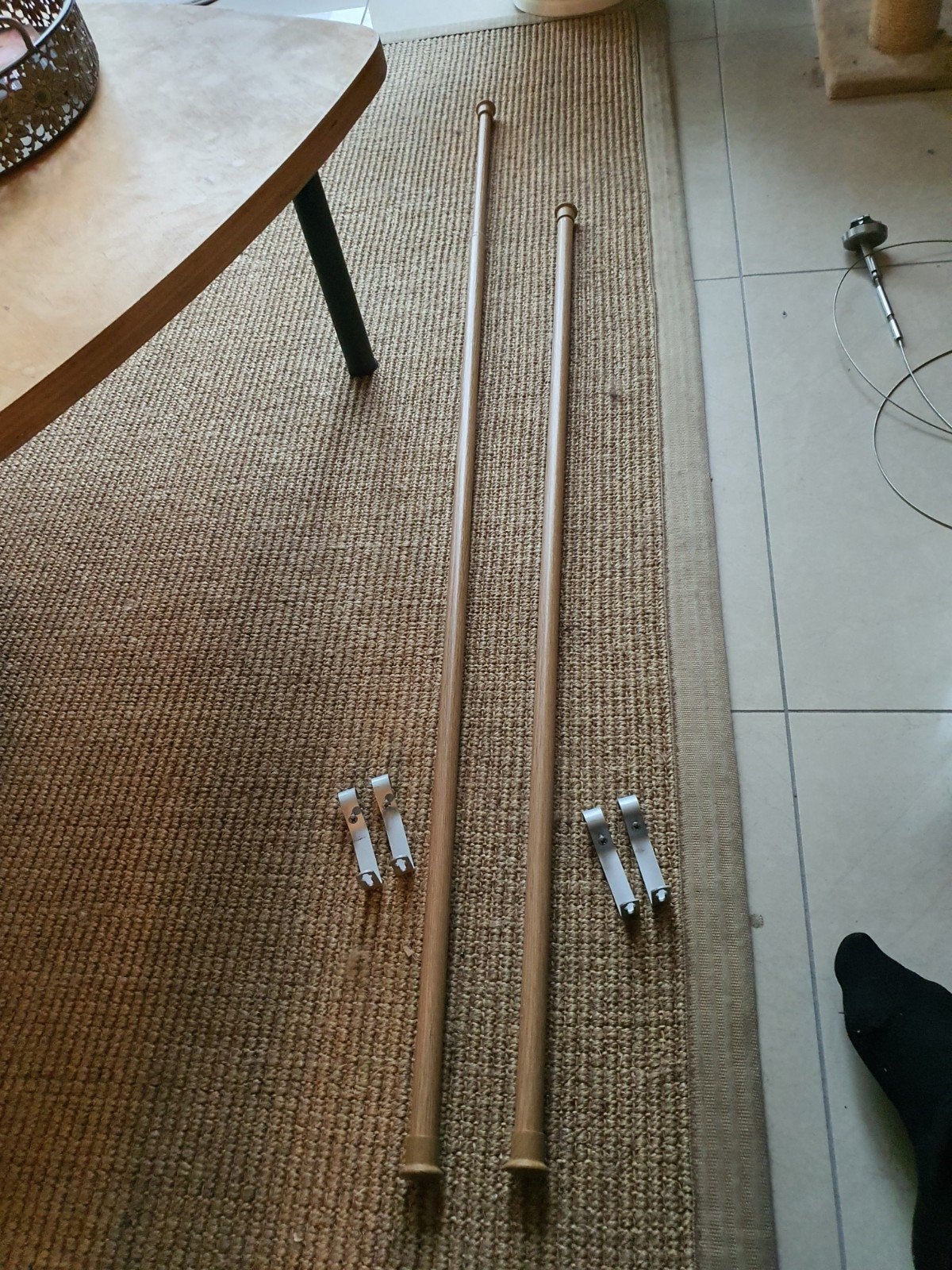 2 gordijnroede, gordijnstang 120 - 210 cm2 gordijnroede, gor, Ophalen, Zo goed als nieuw, Hout