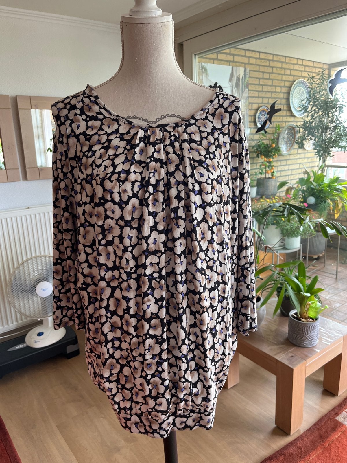 Frank Walder Tuniek/Blouse met bloemenprint - Maat 50/52, Meerkleurig, Maat 46/48 (XL) of groter, Ophalen of Verzenden, Zo goed als nieuw