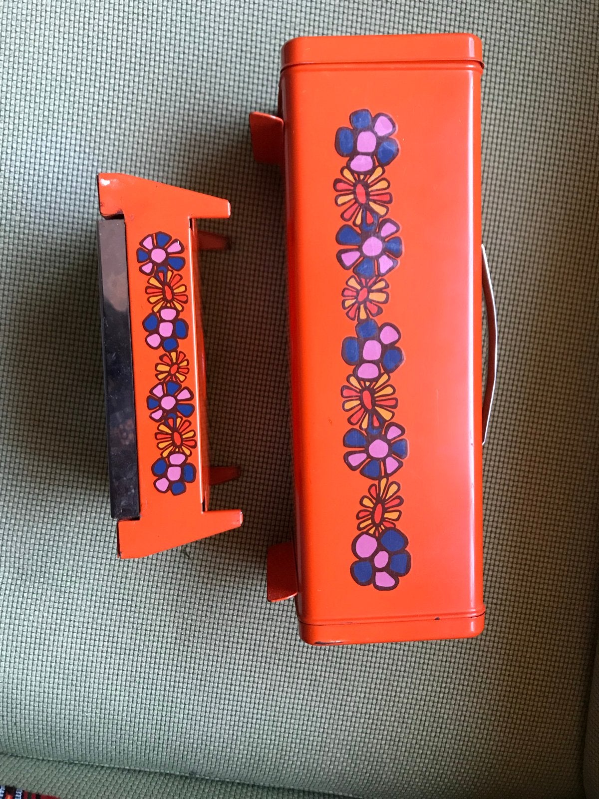 Vintage Brabantia broodtrommel en rechaud - Oranje bloemen, Ophalen