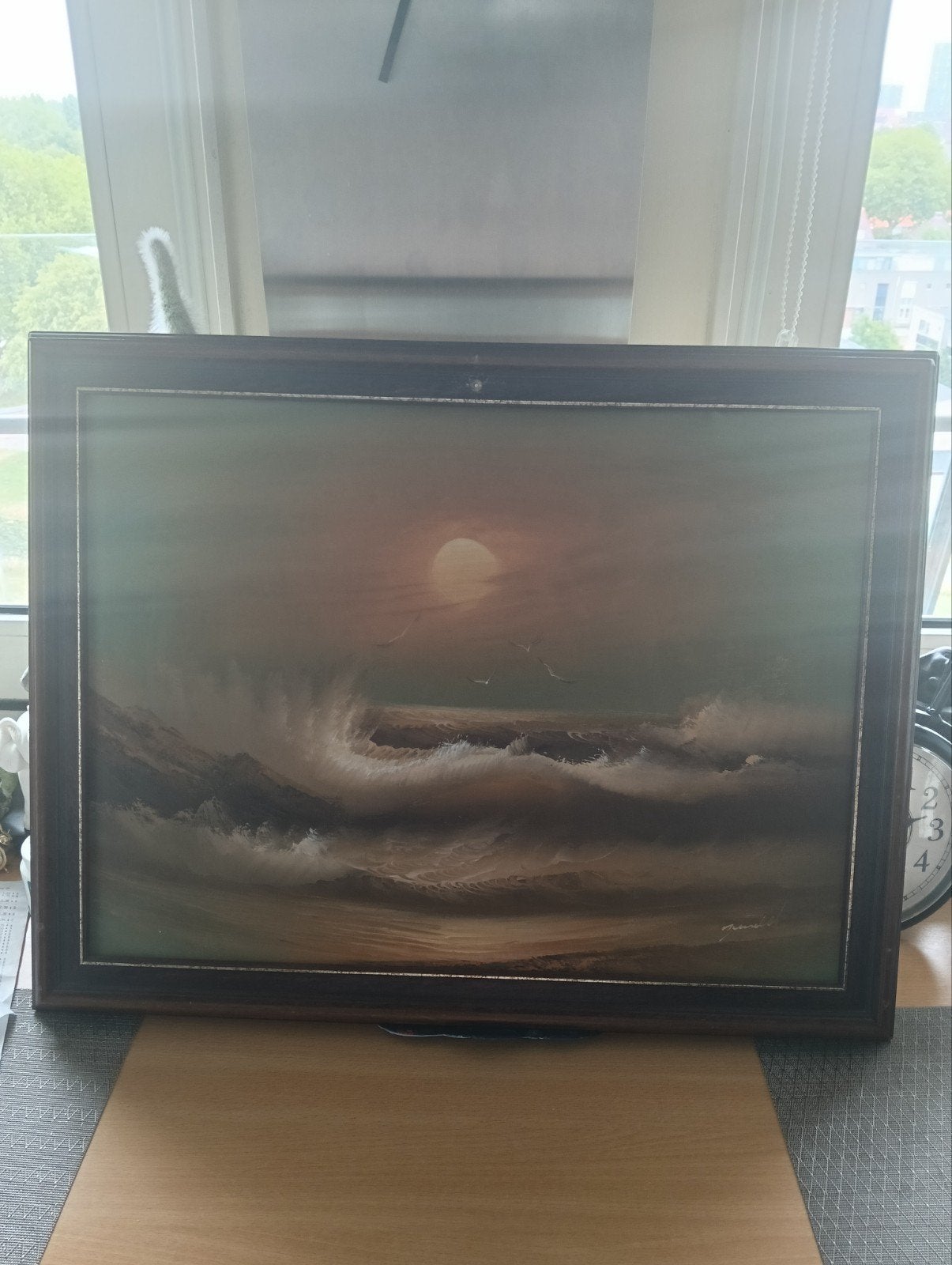 Schilderij op doek olieverf zeezicht, Ophalen, Vrijstaande haard, Gashaard