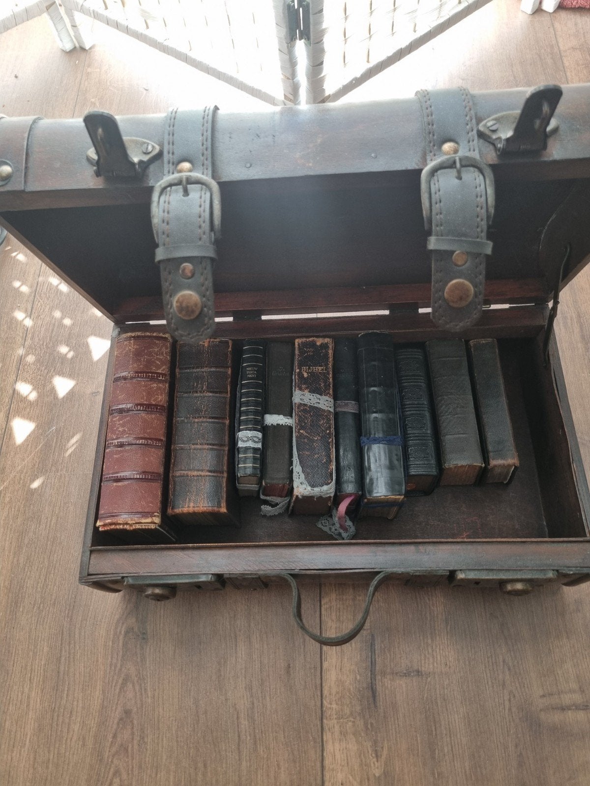 koffertje met oude bijbeltjes, Ophalen