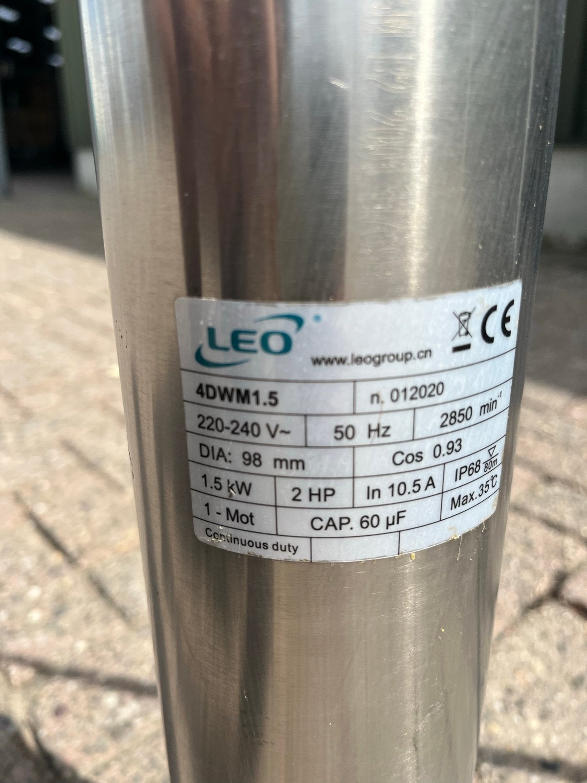 LEO Bronpomp 4DWM1.5 - 1.5 kW, 2 PK, 220-240V, Ophalen, Gebruikt, Elektrisch, Bronpomp