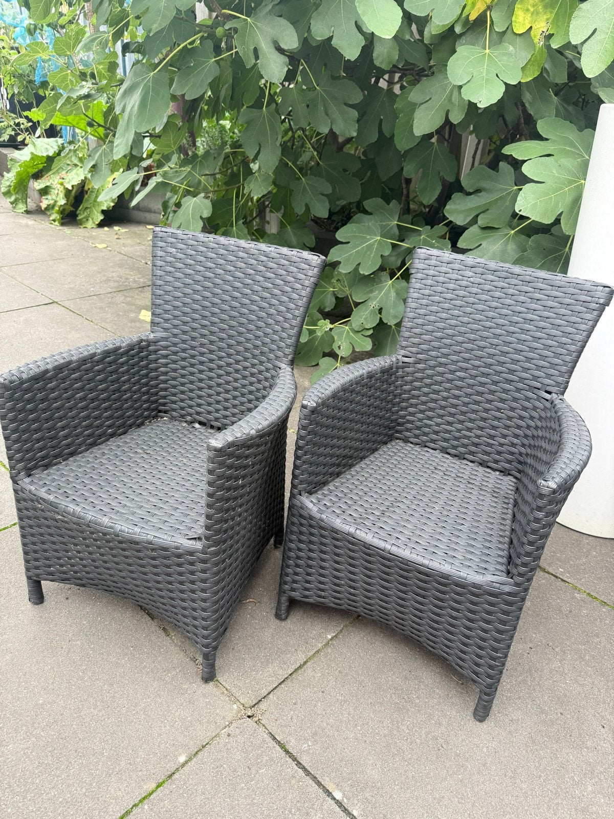Wicker kinder tuinstoelen antraciet, Ophalen, Gebruikt