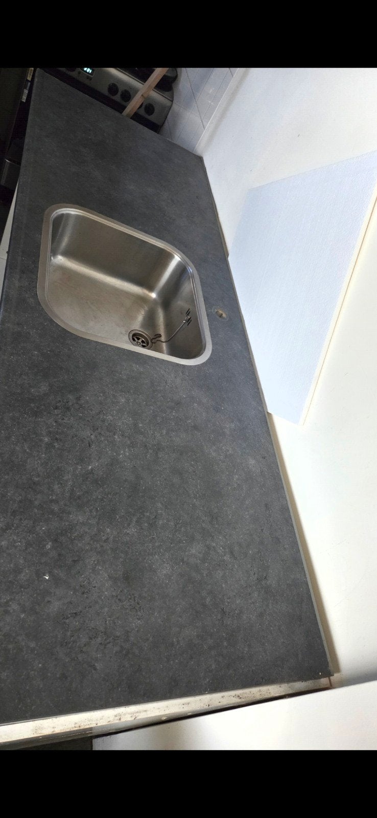 Aanrechtblad met spoelbak - Donkergrijs, Overige typen, Ophalen of Verzenden, Gebruikt, Grijs