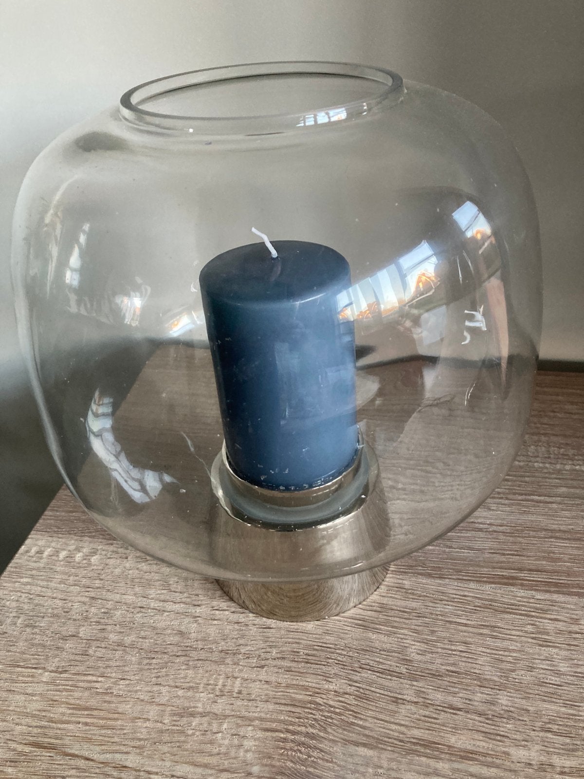 Riviera Maison Amadora Hurricane windlicht met kaars, Ophalen, 25 cm, Met voet, Nieuw