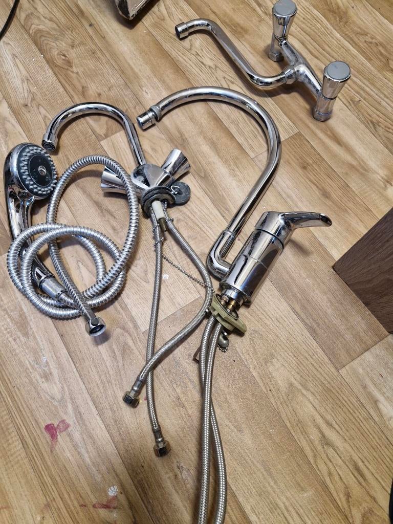Diverse Keukenkranen te Koop - Chroom, Doe-het-zelf en Verbouw, Sanitair, Gebruikt, Kraan, Chroom, Ophalen