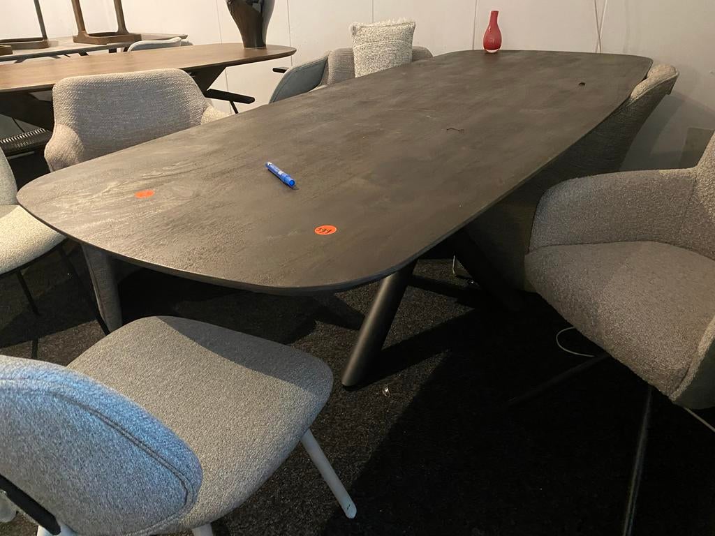 Deense Ovale Eettafel 240x100 Massief Mangohout Notenkleur, Ophalen, 100 tot 150 cm, 200 cm of meer, Zo goed als nieuw