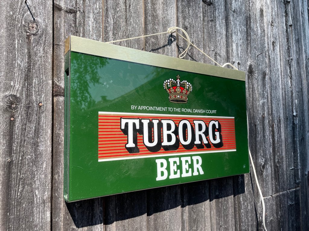 dubbelzijdige lichtreclame van Tuborg beer / bier., Verzamelen, Ophalen, Zo goed als nieuw, Lichtbak of (neon) lamp