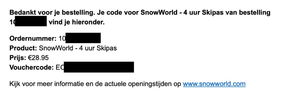Snowworld – Skipas 4 uur, Tickets en Kaartjes, Eén persoon, Ticket of Toegangskaart