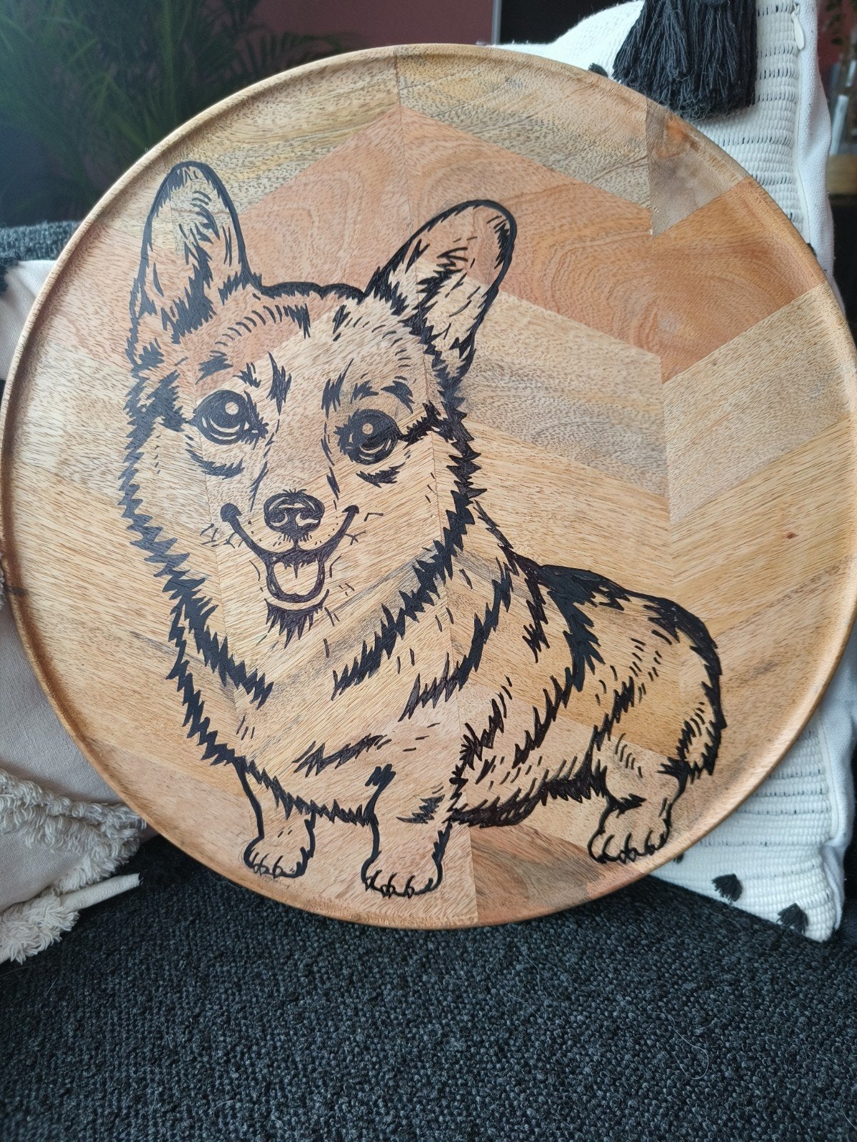 Welsh Corgi Pembroke op hout - 37 cm, Ophalen of Verzenden